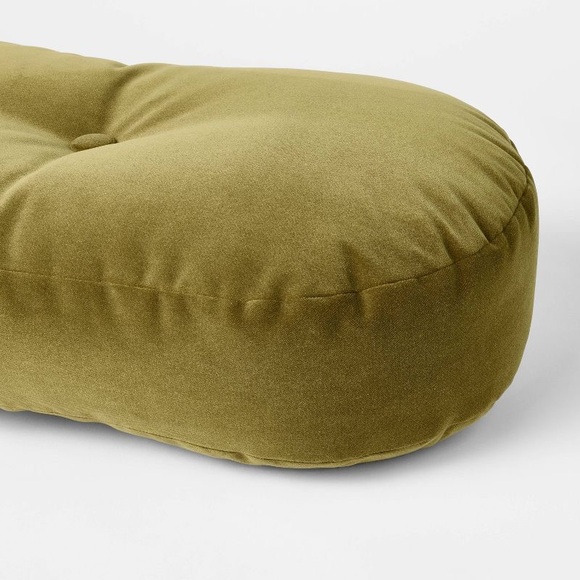 Velvet Oval Shaped Throw Pillow with Tufted Center Green- Threshold Studio McGee - Picture 2 of 4